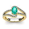 1 1/4 Carat Oval Shape Emerald and Fancy Diamond Ring In 14 Karat Yellow Gold Image-1