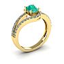 1 1/4 Carat Oval Shape Emerald and Fancy Diamond Ring In 14 Karat Yellow Gold Image-2