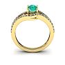 1 1/4 Carat Oval Shape Emerald and Fancy Diamond Ring In 14 Karat Yellow Gold Image-4