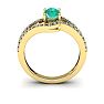 1 1/4 Carat Oval Shape Emerald and Fancy Diamond Ring In 14 Karat Yellow Gold Image-4