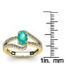 1 1/4 Carat Oval Shape Emerald and Fancy Diamond Ring In 14 Karat Yellow Gold Image-5