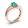 1 1/4 Carat Oval Shape Emerald and Fancy Diamond Ring In 14 Karat Rose Gold Image-2