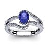 1 1/3 Carat Oval Shape Tanzanite and Fancy Diamond Ring In 14 Karat White Gold Image-1