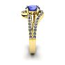 1 1/3 Carat Oval Shape Tanzanite and Fancy Diamond Ring In 14 Karat Yellow Gold Image-3