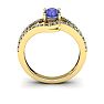 1 1/3 Carat Oval Shape Tanzanite and Fancy Diamond Ring In 14 Karat Yellow Gold Image-4