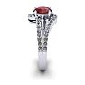 Garnet Ring: Garnet Jewelry: 1 1/2 Carat Oval Shape Garnet and Fancy Diamond Ring In 14 Karat White Gold Image-3