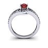 Garnet Ring: Garnet Jewelry: 1 1/2 Carat Oval Shape Garnet and Fancy Diamond Ring In 14 Karat White Gold Image-4