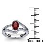 Garnet Ring: Garnet Jewelry: 1 1/2 Carat Oval Shape Garnet and Fancy Diamond Ring In 14 Karat White Gold Image-5