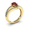 Garnet Ring: Garnet Jewelry: 1 1/2 Carat Oval Shape Garnet and Fancy Diamond Ring In 14 Karat Yellow Gold Image-2
