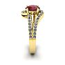 Garnet Ring: Garnet Jewelry: 1 1/2 Carat Oval Shape Garnet and Fancy Diamond Ring In 14 Karat Yellow Gold Image-3