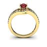 Garnet Ring: Garnet Jewelry: 1 1/2 Carat Oval Shape Garnet and Fancy Diamond Ring In 14 Karat Yellow Gold Image-4