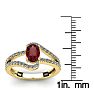 Garnet Ring: Garnet Jewelry: 1 1/2 Carat Oval Shape Garnet and Fancy Diamond Ring In 14 Karat Yellow Gold Image-5