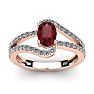 Garnet Ring: Garnet Jewelry: 1 1/2 Carat Oval Shape Garnet and Fancy Diamond Ring In 14 Karat Rose Gold