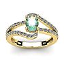 1 Carat Oval Shape Green Amethyst and Fancy Diamond Ring In 14 Karat Yellow Gold Image-1
