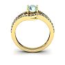 1 Carat Oval Shape Green Amethyst and Fancy Diamond Ring In 14 Karat Yellow Gold Image-4