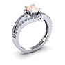 1-1/4 Carat Oval Shape Morganite and Fancy Diamond Ring In 14 Karat White Gold Image-2