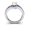 1-1/4 Carat Oval Shape Morganite and Fancy Diamond Ring In 14 Karat White Gold Image-4