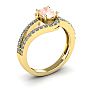 1-1/4 Carat Oval Shape Morganite and Fancy Diamond Ring In 14 Karat Yellow Gold Image-2