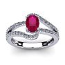 1 1/3 Carat Oval Shape Ruby and Fancy Diamond Ring In 14 Karat White Gold Image-1