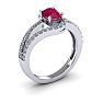 1 1/3 Carat Oval Shape Ruby and Fancy Diamond Ring In 14 Karat White Gold Image-2