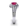 1 1/3 Carat Oval Shape Ruby and Fancy Diamond Ring In 14 Karat White Gold Image-3