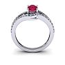 1 1/3 Carat Oval Shape Ruby and Fancy Diamond Ring In 14 Karat White Gold Image-4
