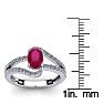 1 1/3 Carat Oval Shape Ruby and Fancy Diamond Ring In 14 Karat White Gold Image-5
