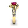 1 1/3 Carat Oval Shape Ruby and Fancy Diamond Ring In 14 Karat Yellow Gold Image-3