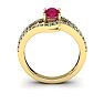 1 1/3 Carat Oval Shape Ruby and Fancy Diamond Ring In 14 Karat Yellow Gold Image-4