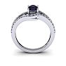 1 1/2 Carat Oval Shape Sapphire and Fancy Diamond Ring In 14 Karat White Gold Image-4