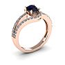 1 1/2 Carat Oval Shape Sapphire and Fancy Diamond Ring In 14 Karat Rose Gold Image-2