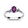 1/2 Carat Oval Shape Amethyst and Two Diamond Accent Ring In 14 Karat White Gold Image-1