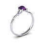 1/2 Carat Oval Shape Amethyst and Two Diamond Accent Ring In 14 Karat White Gold Image-2