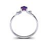 1/2 Carat Oval Shape Amethyst and Two Diamond Accent Ring In 14 Karat White Gold Image-4