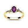 1/2 Carat Oval Shape Amethyst and Two Diamond Accent Ring In 14 Karat Yellow Gold