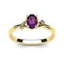 1/2 Carat Oval Shape Amethyst and Two Diamond Accent Ring In 14 Karat Yellow Gold Image-1