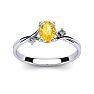 1/2 Carat Oval Shape Citrine and Two Diamond Accent Ring In 14 Karat White Gold Image-1