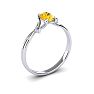 1/2 Carat Oval Shape Citrine and Two Diamond Accent Ring In 14 Karat White Gold Image-2
