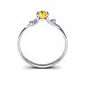 1/2 Carat Oval Shape Citrine and Two Diamond Accent Ring In 14 Karat White Gold Image-4
