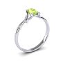 1/2 Carat Oval Shape Peridot and Two Diamond Accent Ring In 14 Karat White Gold Image-2