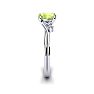 1/2 Carat Oval Shape Peridot and Two Diamond Accent Ring In 14 Karat White Gold Image-3