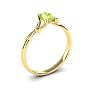 1/2 Carat Oval Shape Peridot and Two Diamond Accent Ring In 14 Karat Yellow Gold Image-2