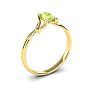 1/2 Carat Oval Shape Peridot and Two Diamond Accent Ring In 14 Karat Yellow Gold Image-2