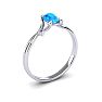 1/2 Carat Oval Shape Blue Topaz and Two Diamond Accent Ring In 14 Karat White Gold Image-2