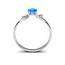 1/2 Carat Oval Shape Blue Topaz and Two Diamond Accent Ring In 14 Karat White Gold Image-4