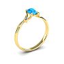 1/2 Carat Oval Shape Blue Topaz and Two Diamond Accent Ring In 14 Karat Yellow Gold Image-2