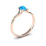 1/2 Carat Oval Shape Blue Topaz and Two Diamond Accent Ring In 14 Karat Rose Gold Image-2
