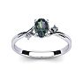 1/2 Carat Oval Shape Mystic Topaz Ring With Two Diamonds In 14 Karat White Gold Image-1
