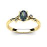 1/2 Carat Oval Shape Mystic Topaz Ring With Two Diamonds In 14 Karat Yellow Gold Image-1