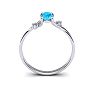 Aquamarine Ring: Aquamarine Jewelry: 1/2 Carat Oval Shape Aquamarine and Two Diamond Accent Ring In 14 Karat White Gold Image-4